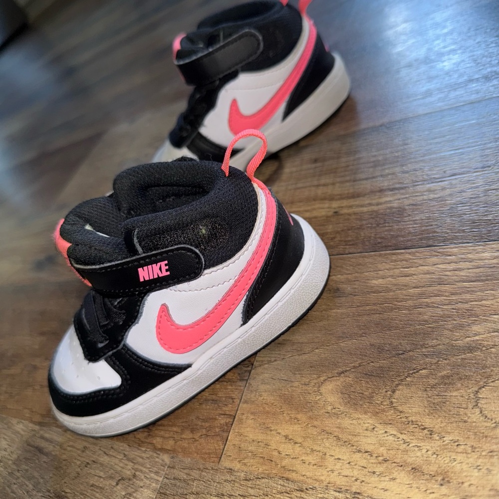 Nike Kids Black and Pink High-Top Sneakers